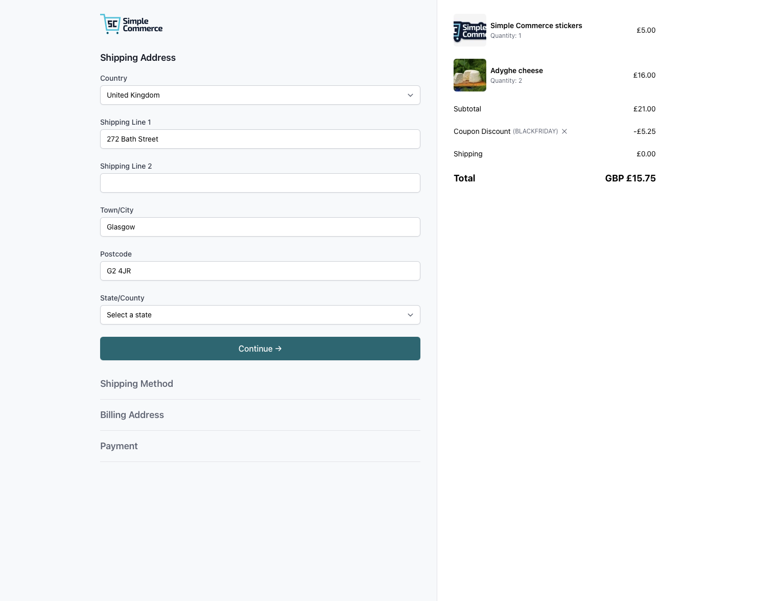 Screenshot of Cargo's pre-built checkout flow