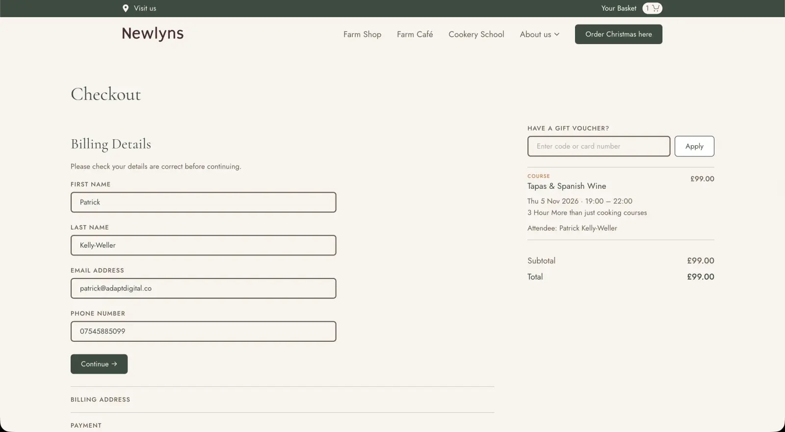 Screenshot of Newlyns Farmshop